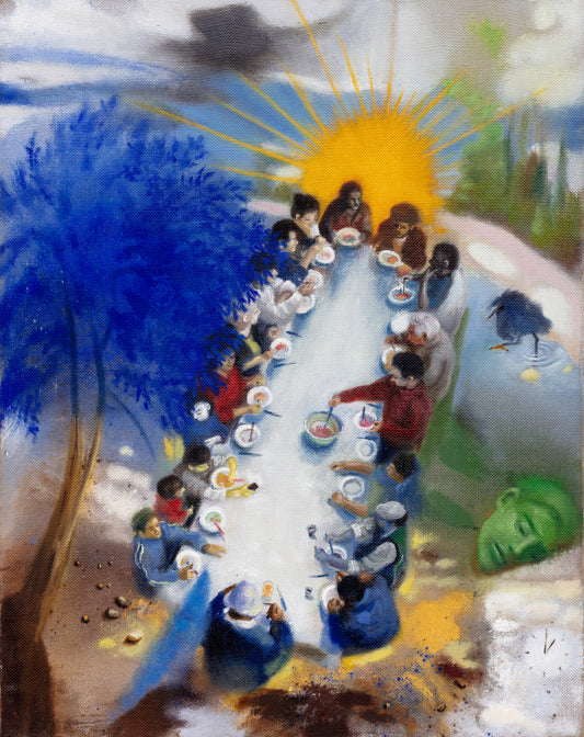 Una grulla que llama en la sombra. Su polluelo le contesta. Tengo una buena copa, la quiero compartir contigo